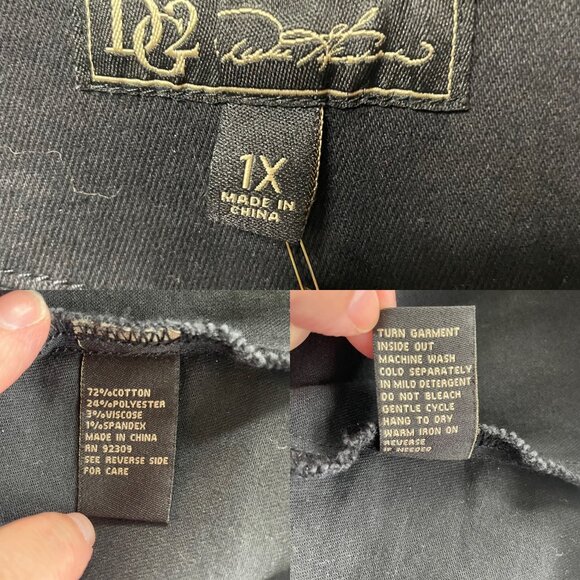 DG2 by Diane Gilman Jean Jacket Black Silver Button Front Denim Coat Size 1X New - Picture 3 of 7